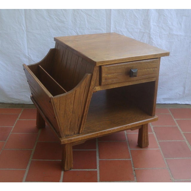 Rancho Monterey Rustic End Table With Magazine Rack And Drawer