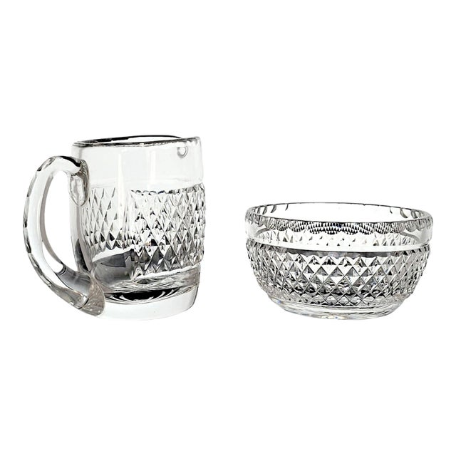 Late 20th Century Waterford Crystal Creamer and Open Sugar Bowl Set For Sale
