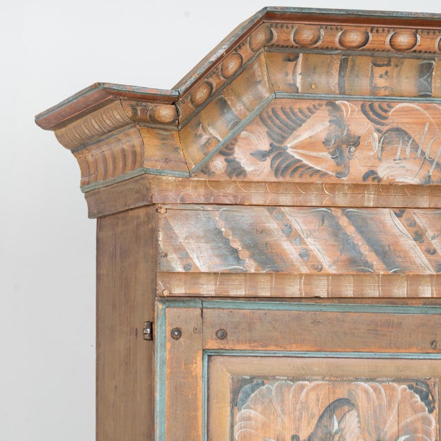 Late 18th Century Original Hand-Painted Swedish Cabinet, Dated 1790 For Sale - Image 4 of 14