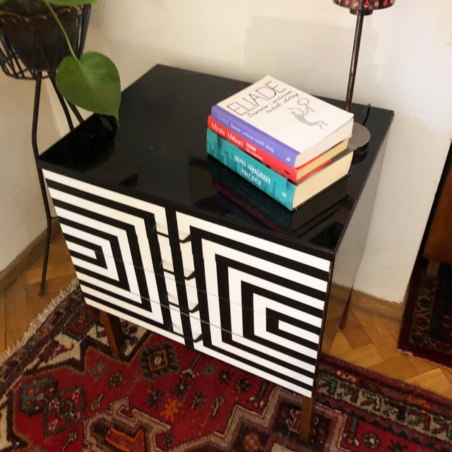 Black Polish Modular Sideboard with Op Art Motif, 1970, Set of 2 For Sale - Image 8 of 14
