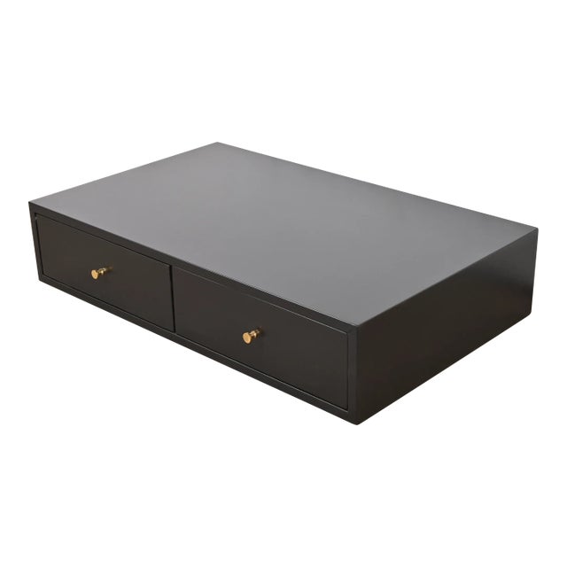 Paul McCobb for Directional Black Lacquered Two Drawer Jewelry Chest, Newly Refinished For Sale