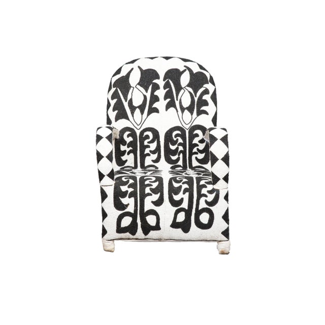 Art Deco Hand-Beaded Yoruba Venus Flower Accent Chair For Sale - Image 3 of 6