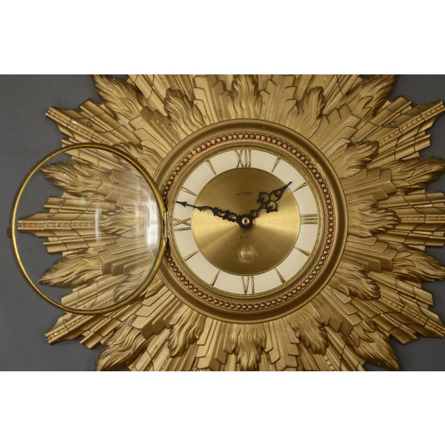 1970s Mid Century Welby Art Deco Style Starburst Wall Clock For Sale - Image 10 of 12