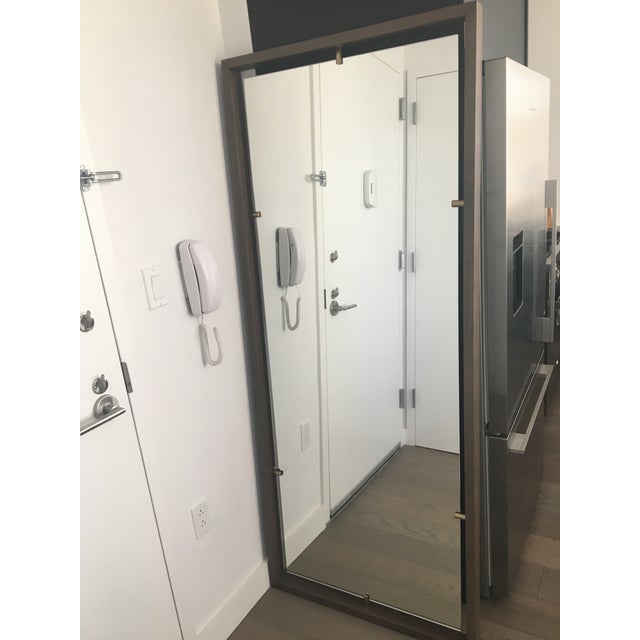 West Elm Floating Wood And Gold Suspension Floor Mirror Chairish