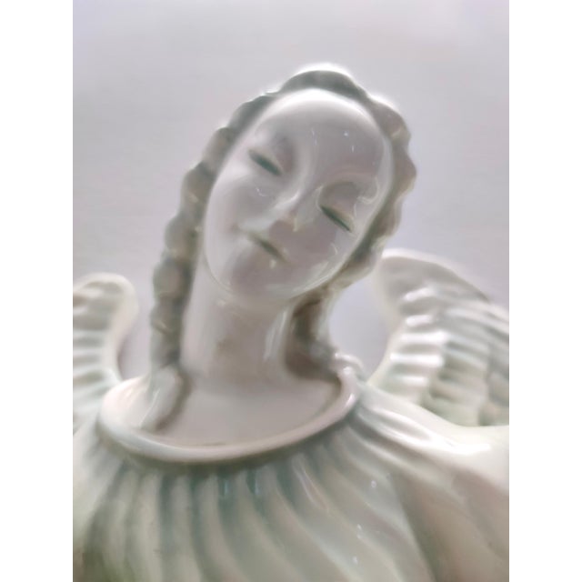 White Wall Mounted White Glazed Ceramic Cherub Candleholder by Goldscheider, Austria, 1930s For Sale - Image 8 of 10