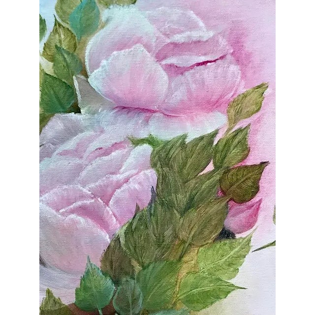 Impressionist Vintage Impressionist Oil Painting of Pink Roses by Darlene Nolan For Sale - Image 3 of 8