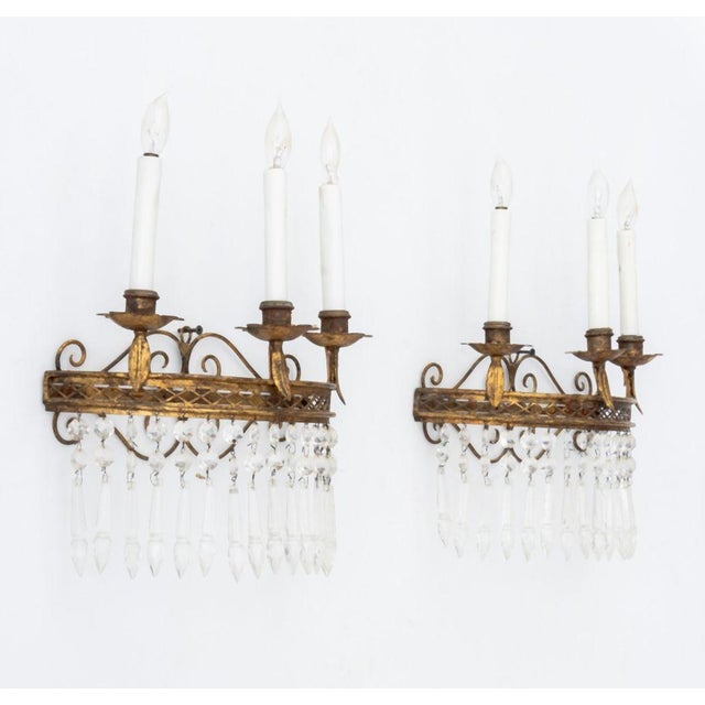 Mid 20th Century French Empire Style Gilt Wrought Iron Sconces, 2 For Sale - Image 10 of 10