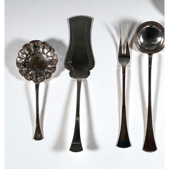 Art Nouveau Silver Cutlery Set for 6 in Display Case, Austria-Hungary, 1920s, Set of 60 For Sale - Image 6 of 10