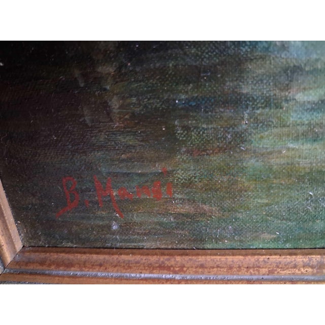 Mid 20th Century Mid-20th Century Venetian Canal Landscape Oil Painting Signed B. Mangi For Sale - Image 5 of 6