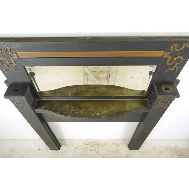 Victorian Black Wood Full Size Mantel With Mirror For Sale - Image 13 of 15