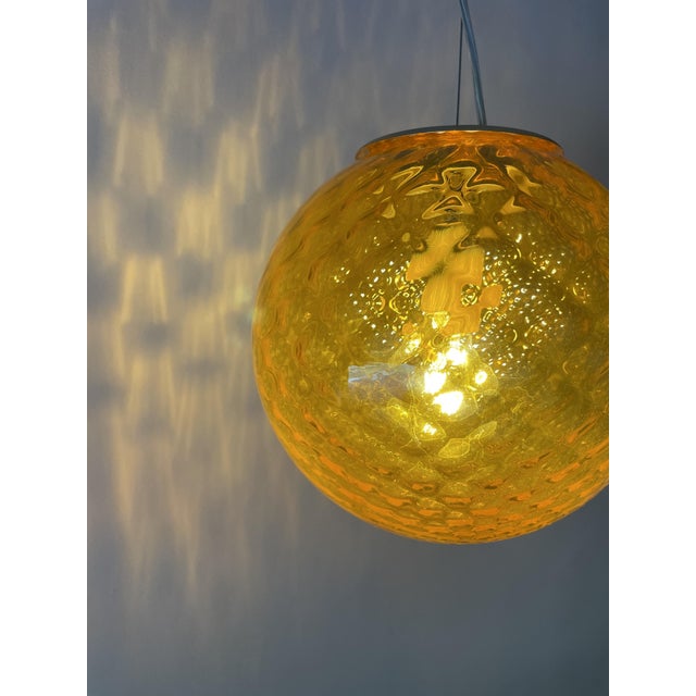 Orange Murano Glass Baloton Pendant Lamp, 1980s For Sale - Image 14 of 17