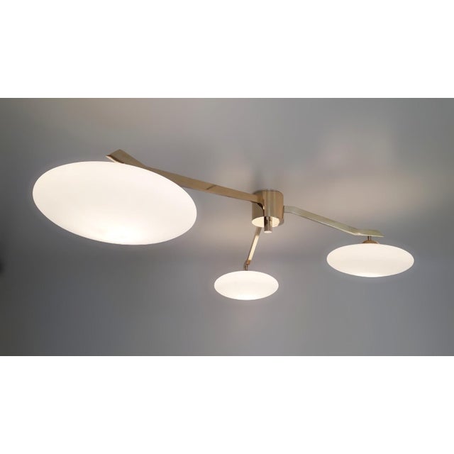 Fabio Ltd Trio Angolo Polished Brass Matte White Glass Flush Mount by Fabio LTD For Sale - Image 4 of 7