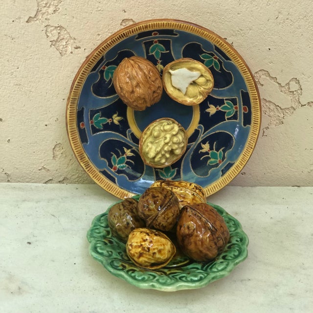 C.1879 Majolica Palissy Walnuts Platter Auguste De Chauvigne For Sale - Image 9 of 9