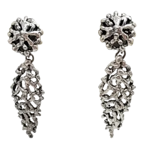 Vintage Signed Napier Modernist Silvertone Drop Clip Earrings- 2 Pieces