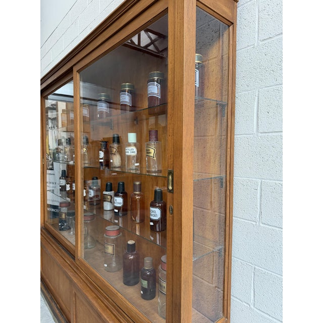 1950s Vintage Pharmacy Display Case in Mahogany For Sale - Image 5 of 18