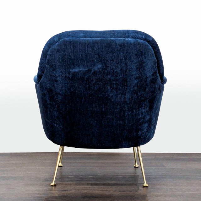 2010s West Elm Phoebe Blue Velvet Lounge Chair With Gold Legs For Sale - Image 5 of 8
