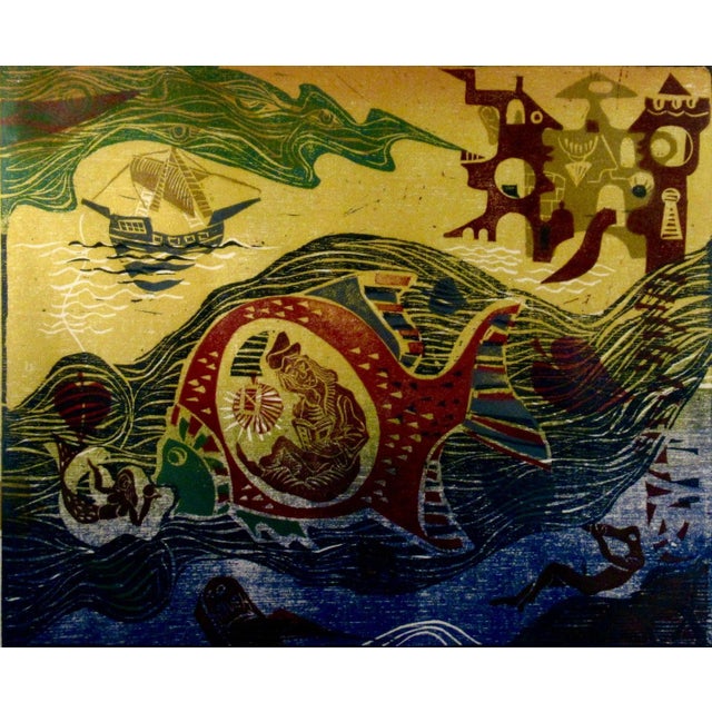 Surrealism Bernd Kroeler Jonah On The Way 1975 Original Print For Sale - Image 3 of 10