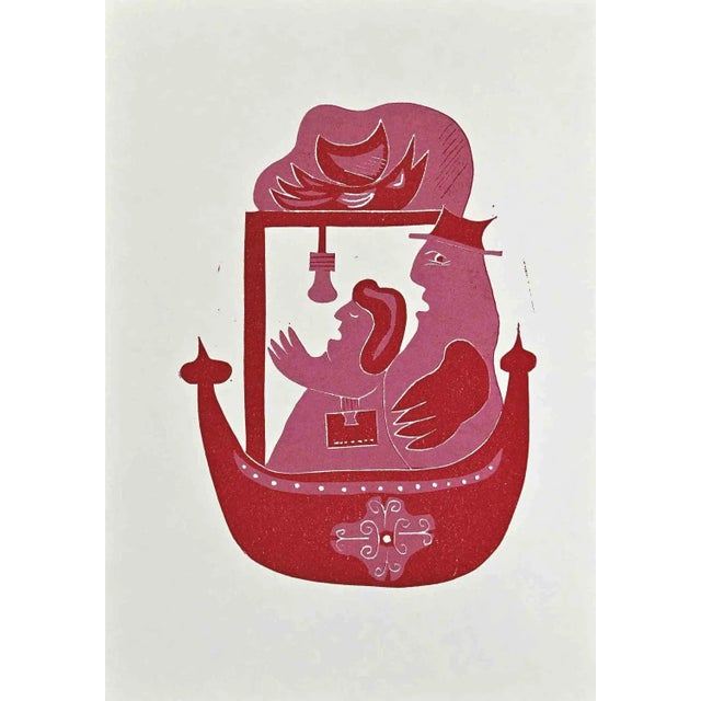 Nobles in a Gondola is a screen print realized by Axel Hartenstein in the mid-20th Century. from the edition of 200...