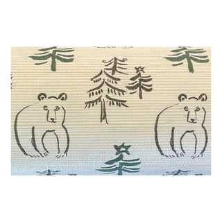 Single Roll of Spoonflower Grasscloth Watercolor Print Wall Covering For Sale