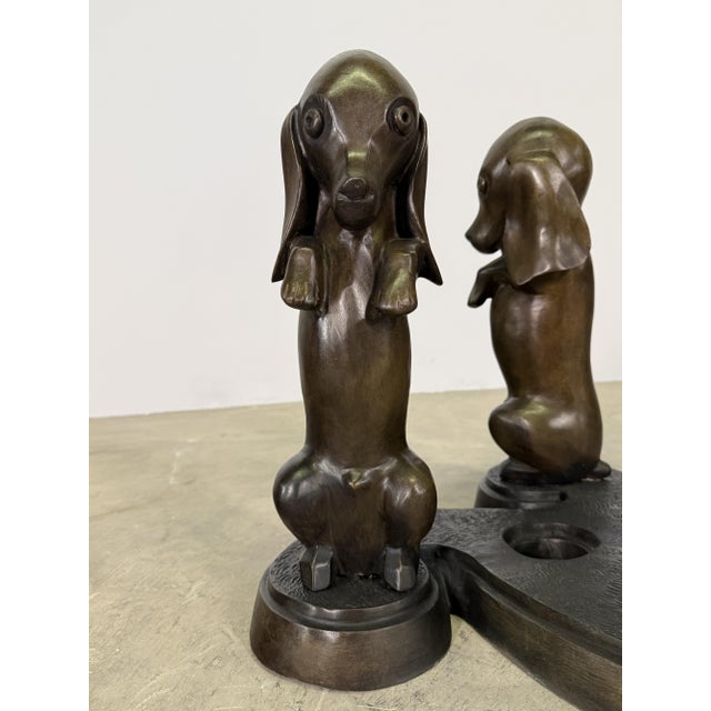 Metal Bronze Dachshund Table Base – Sculptural Dog Coffee Table or Side Table - 18"h For Sale - Image 7 of 7