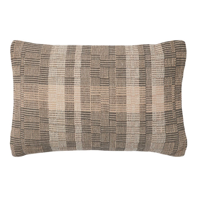 Amber Lewis x Loloi Bea Charcoal / Natural 13'' x 21'' Cover with Down Pillow For Sale