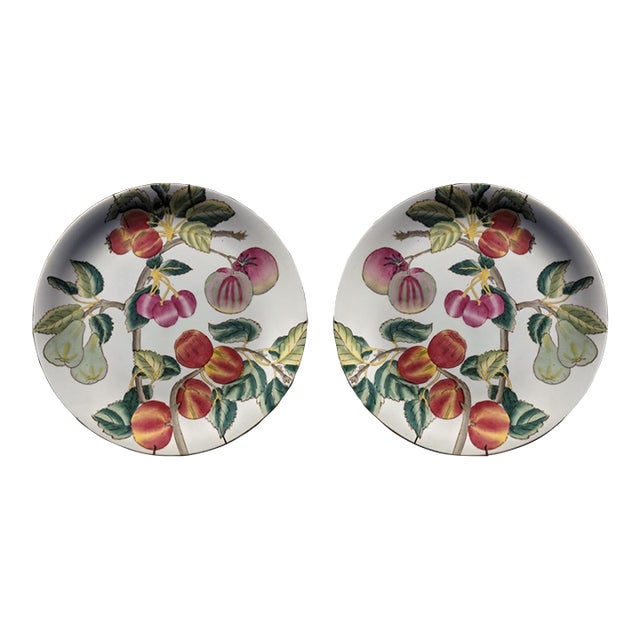 Vintage Chinese Porcelain Decorative Fruit Plate- A Pair For Sale