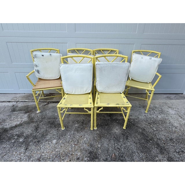 Mid 20th Century 1960s Phyllis Morris for Kessler Faux Bamboo Patio Chairs - Set of 6 For Sale - Image 5 of 17