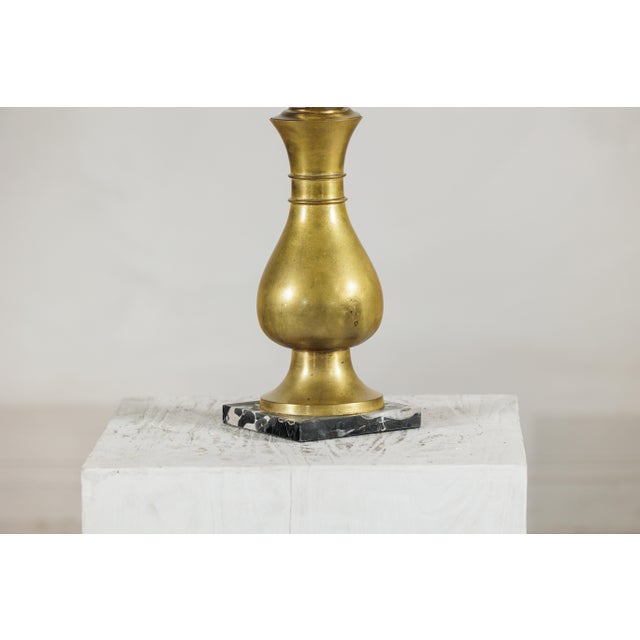 Mid 20th Century Vintage Midcentury Brass Table Lamp with Baluster Form on Marble Base For Sale - Image 5 of 18
