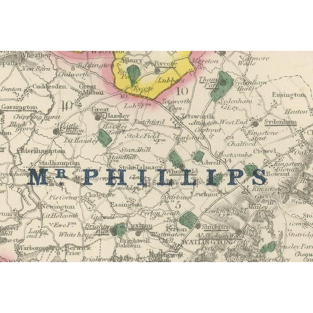 Antique Hobson Fox Hunting Map of Oxfordshire by Heythrop Hunt, 1870 For Sale - Image 3 of 10