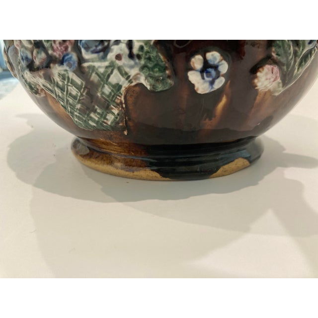 Antique English Large Bargeware Teapot - "God Bless Our Home" For Sale - Image 9 of 11