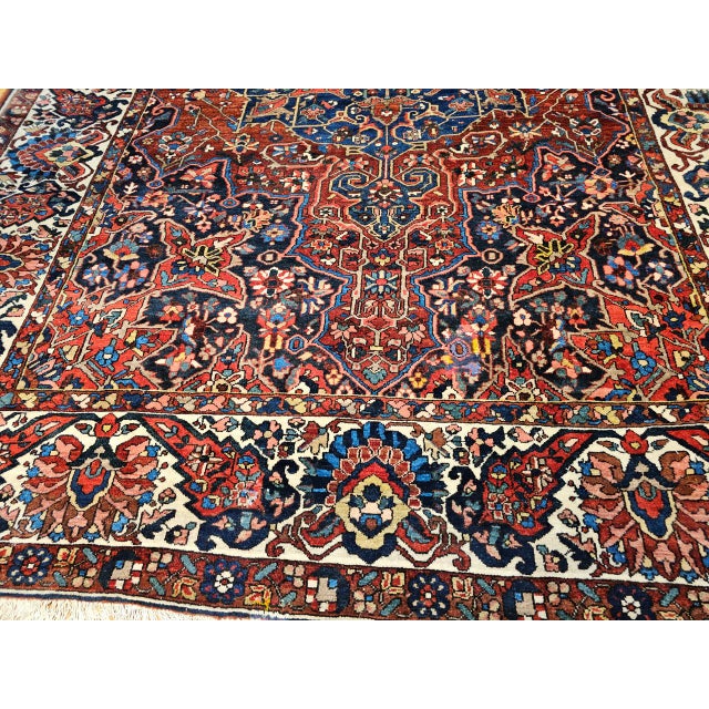 Vintage Oversize Persian Bakhtiari Rug, Hand-Knotted Wool, Geometric Pattern, Burgundy & Ivory, 11x15 For Sale - Image 11 of 16