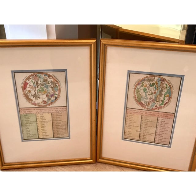 French, Constellations of the Northern & Southern Skies, Hand Colored Engravings, 1785