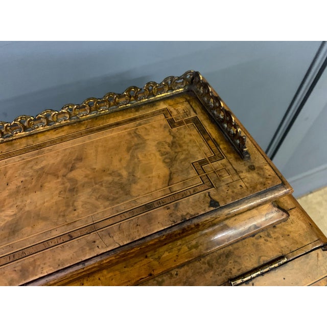 Victorian Inlaid Burr Walnut Davenport, 1865 For Sale - Image 17 of 18