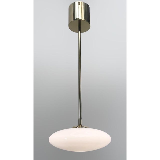 Uno Polished Brass Glossy White Shade Pendant by Fabio LTD For Sale - Image 6 of 7