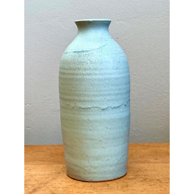 Vintage Blue Glazed Studio Pottery Vase For Sale In West Palm - Image 6 of 15