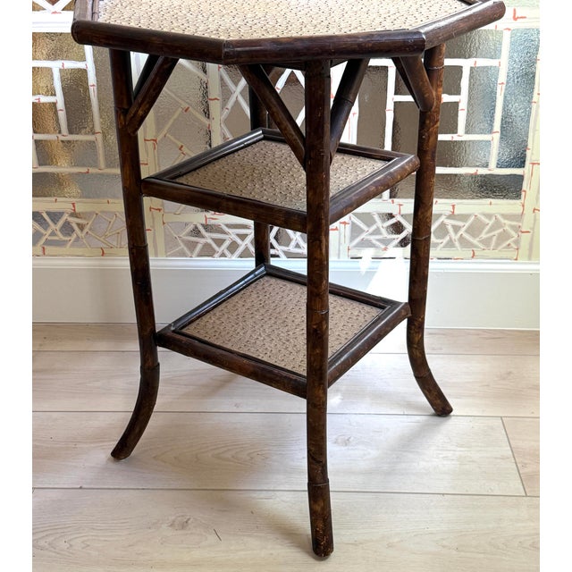 Vintage Rattan Ostrich Leather Octagonal Side Table For Sale - Image 11 of 11