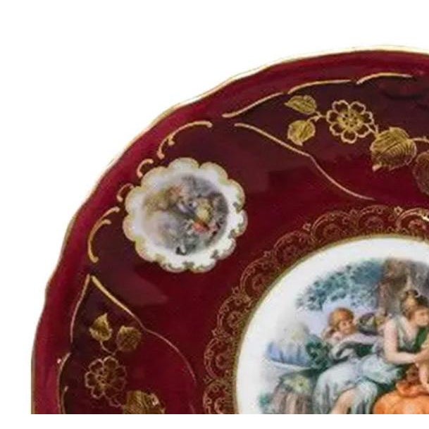 Neoclassical Vintage Mitterteich Bavaria 10.5" Cabinet Plate – Gilded Neoclassical "Courting Couple" Scene For Sale - Image 3 of 9