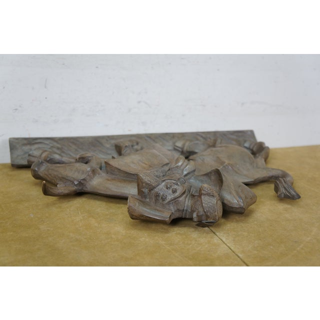 Brown Mid 20th Century Mexican Spanish Carved Mahogany Matador Bull Fighter Relief Wall Plaque 20" For Sale - Image 8 of 8