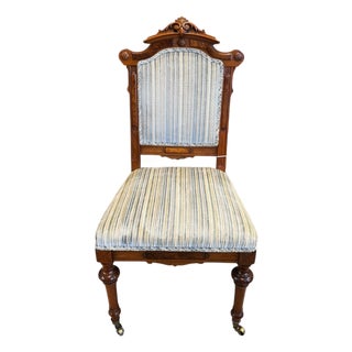 Vintage Striped Side Chair For Sale