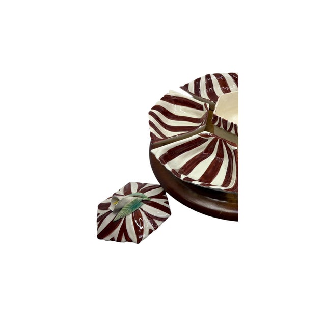 Mid 20th Century Mid Century Hand Painted Ceramic Lazy Susan Serving Set -Made in Italy For Sale - Image 5 of 12