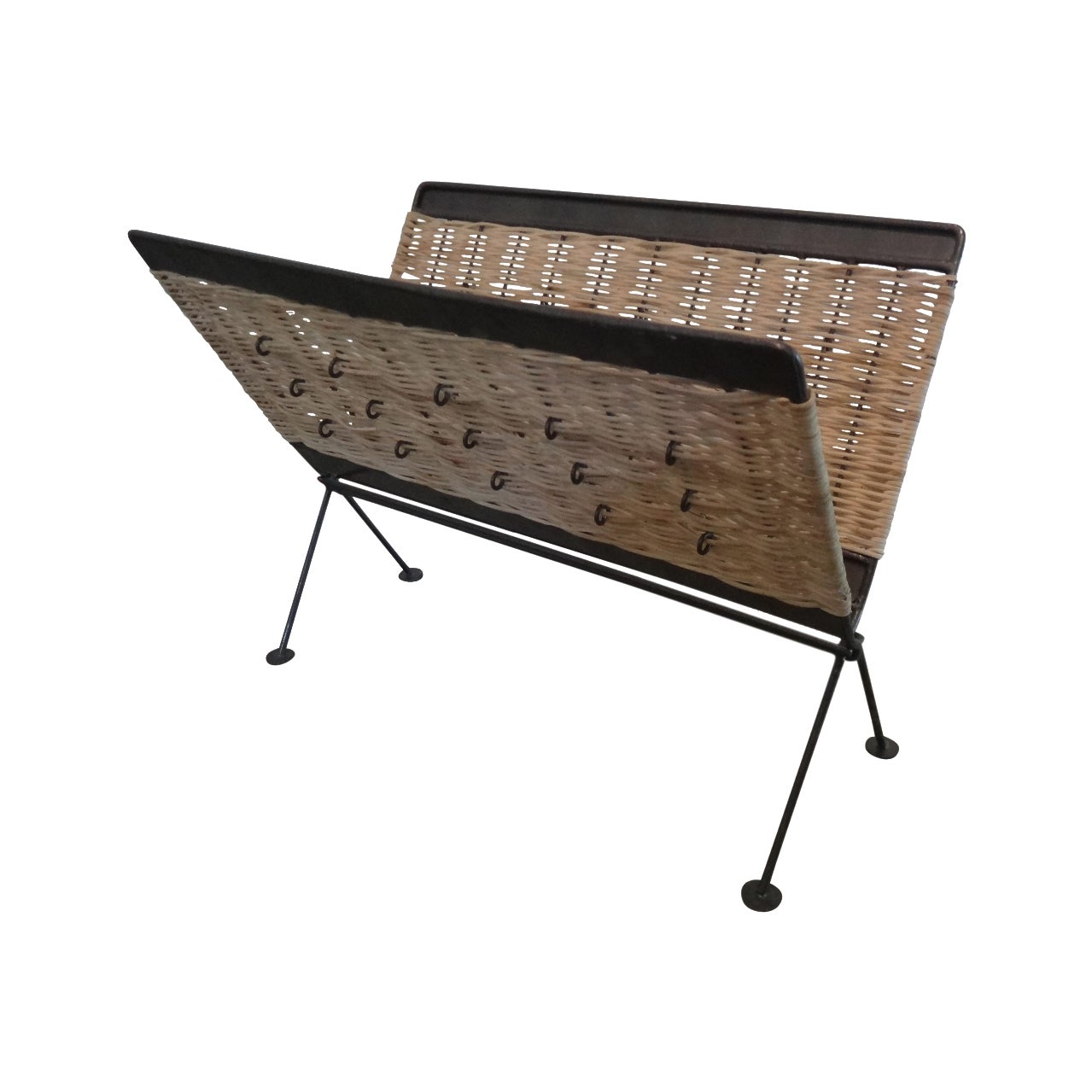 MidCentury Modern Fiber & Steel Magazine Stand Chairish