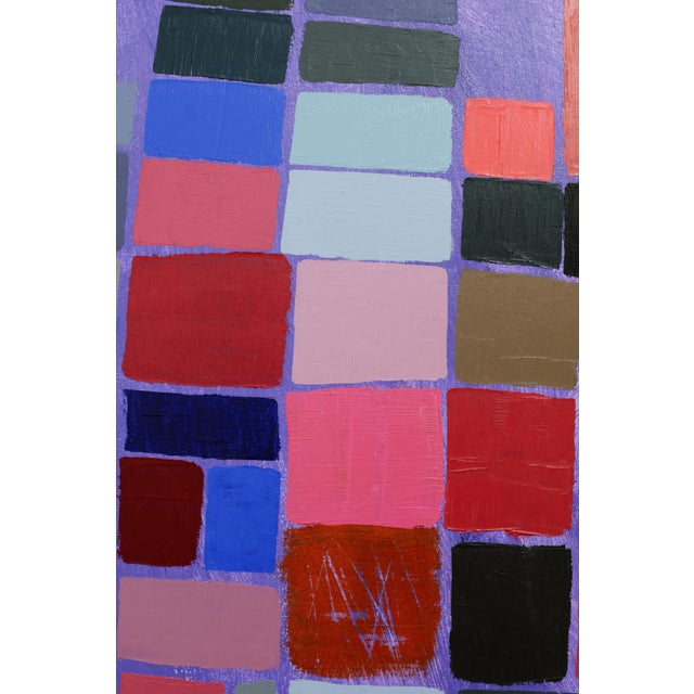 "Squares / Turquoise Purple Orange" Large Abstract Oil Painting by Simon Findlay For Sale - Image 12 of 17