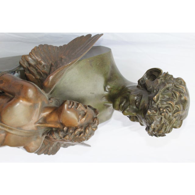 Bronze Sculpture Double Figure Antique Signed F Sanzel Large For Sale - Image 12 of 18