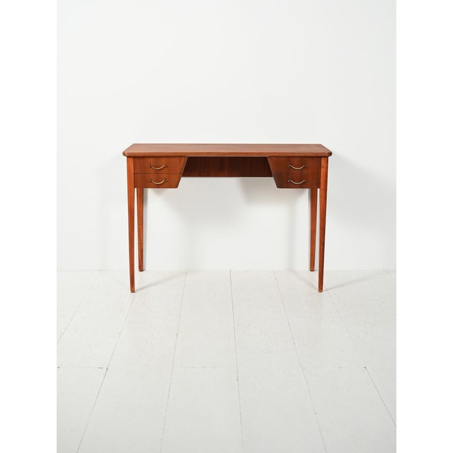 Scandinavian Mahogany Desk with Brass Handles, 1940s For Sale - Image 10 of 10