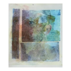 Late 20th Century Abstract Face Mixed Media Monoprint