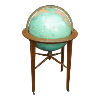 Mid 20th Century Kittinger Illuminated Reploge World Globe on Mahogany Stand For Sale