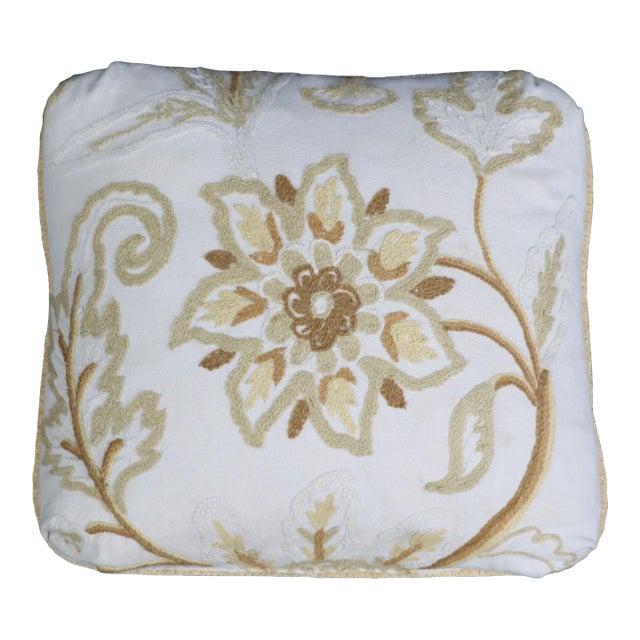 Decorative Crewelwork Pillow For Sale