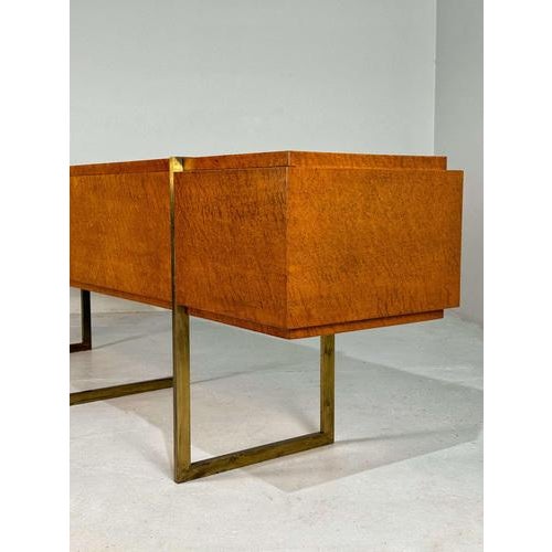 Mid-Century Burlwood and Brass Sideboard For Sale - Image 3 of 15