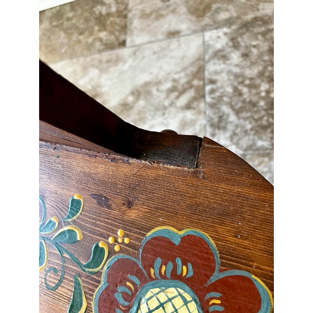 Vintage European Folk Art Hand-Painted Pine Stabelle Chair With Heart Cutout For Sale - Image 9 of 18