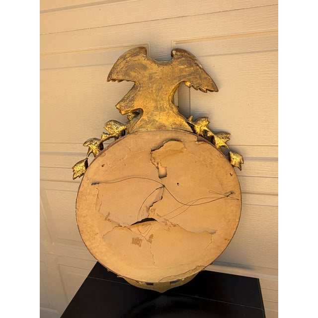 Antique 19th Century American Federal Giltwood Eagle Bullseye Convex Mirror For Sale - Image 11 of 11